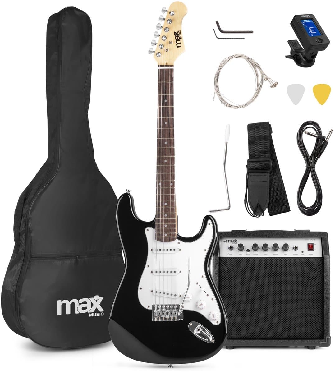 Elektrische gitaar met gitaar versterker - MAX Gigkit - 4/4 - Perfect voor beginners - incl. gitaar stemapparaat, gitaartas en plectrum - Zwart — afbeelding 1