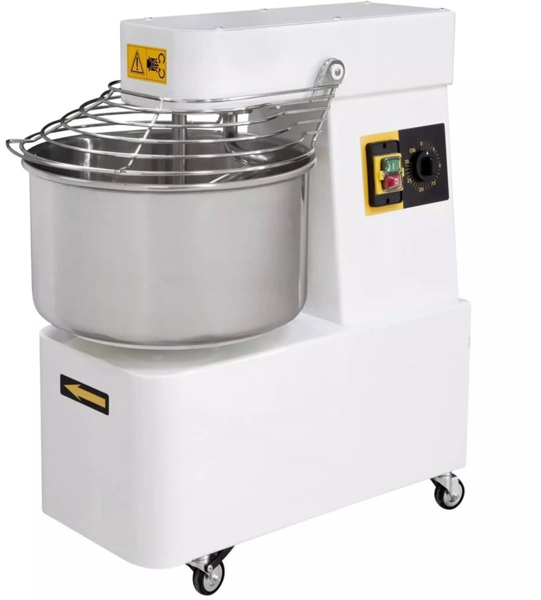HENDI spiraalmixer - rvs 18/10 en koolstofstaal - vaste kom, 2 snelheden, 48 liter - 480x805x(h)850 mm - zilvergrijs - 128 kg/uur - bakkerij/pizzeria — afbeelding 1