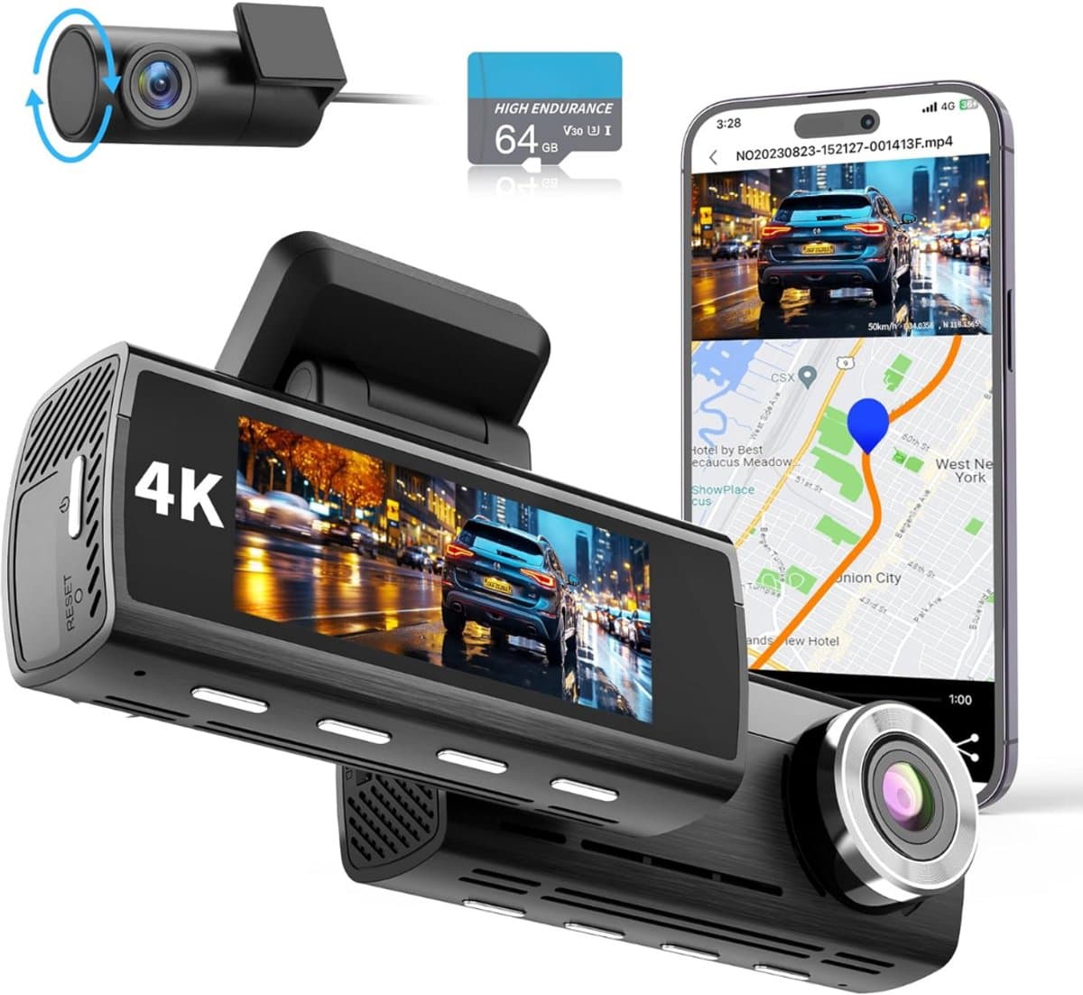 Lexium Dashcam - Daschcams - Auto - Camera - Vooruit - Achteruit - Video - Autobeveiliging - Parkeerbeveiliging - Recording - Dag en Nacht - Schadepreventie — afbeelding 1