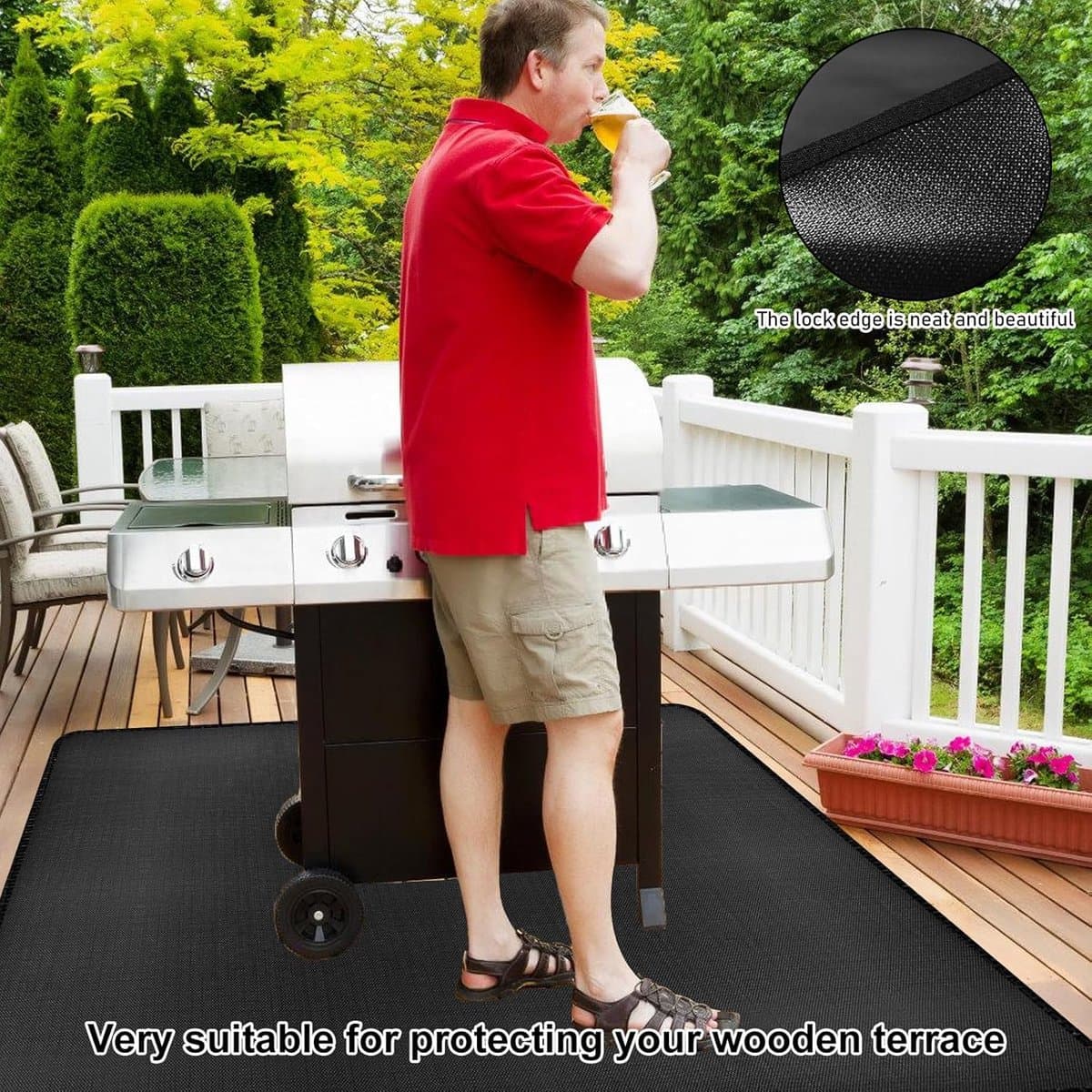 Candala 122 cm, vuurvaste onderlaag: grillmat, vloerbescherming, grote hittebeschermingsmat, vloerbeschermingsmat, vuurplaatmat, outdoor, BBQmat, grillmatten voor gasgrill, houtskoolgrill, open haarden — afbeelding 1
