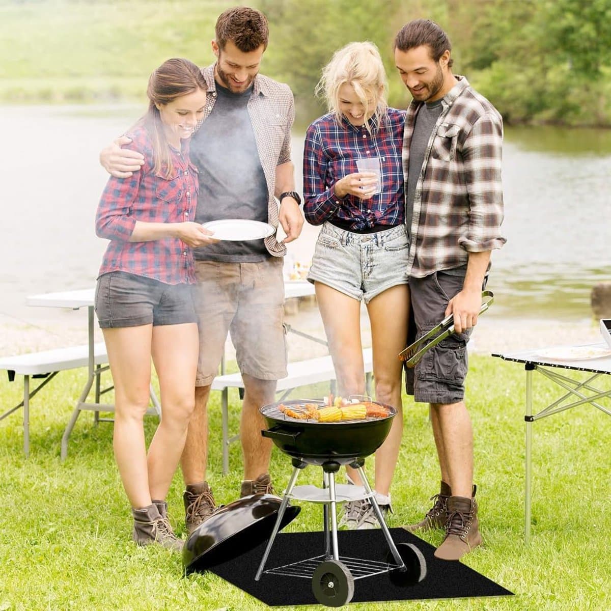 Candala 45x60 cm Lasdeken, 7 mm Dikke Vuurvaste Onderlaag, Brandwerende Mat, Vuurvaste Onderlegger, Hittebestendige Hittebeschermingsmat, voor Barbecues, Kamperen, Open Haarden, Gazons — afbeelding 1