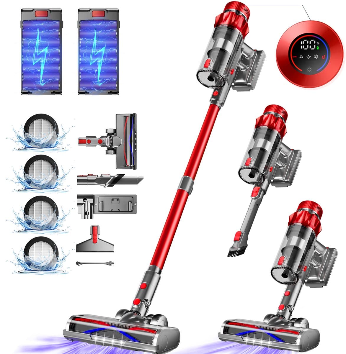 Elekiatech Steelstofzuiger Draadloos - 50000Pa - 50 Min Gebruikstijd - 1.8L Stofbak - LED display – voor Harde Vloeren, Tapijt en Dierenharen — afbeelding 1