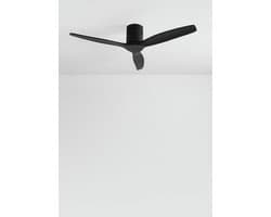 CREATE - Plafondventilator 40W silent 100% hout (Ø132cm) (ruimtes 10m²-25m²) - Zwart - Geen licht - Afstandsbediening - WIND CALM NATURAL WOOD