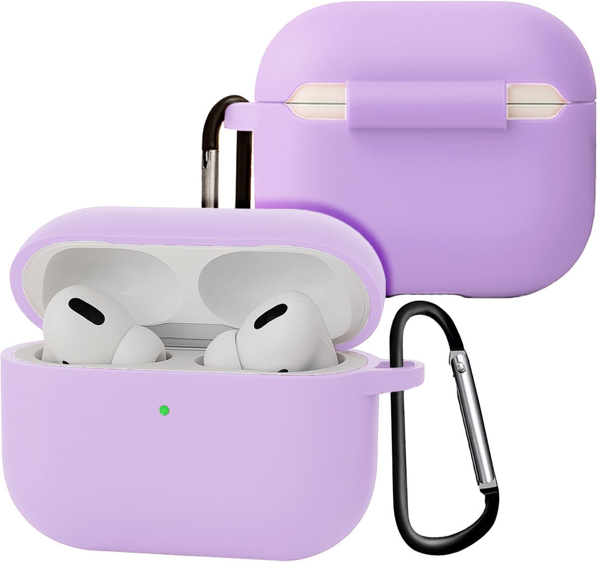 Case - Geschikt voor Apple Airpods Pro 3 - Siliconen Hoes met Clip - Silicone Hoesje Cover - Lila — afbeelding 1