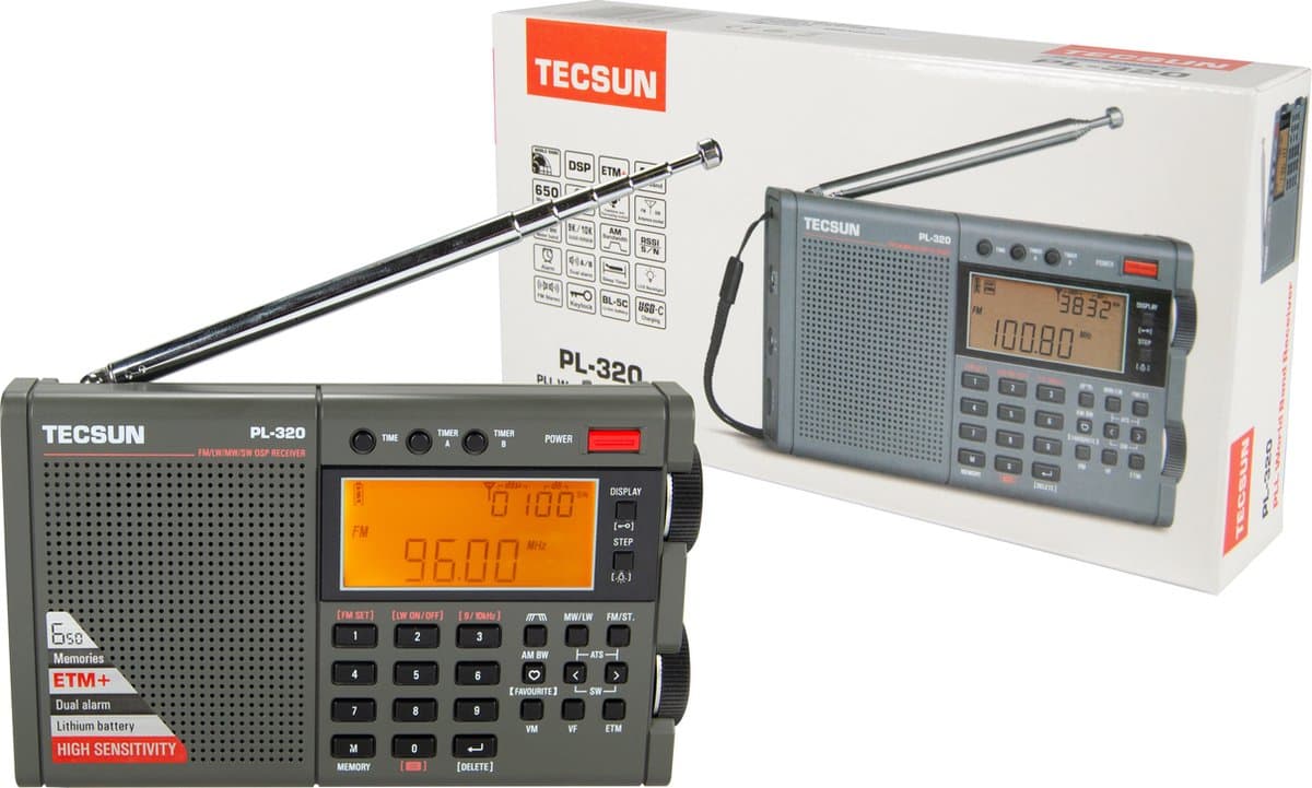 Tecsun PL-320 - Wereldontvanger met ETM - AM / FM / LW / SW - Oplaadbare batterij - USB-C — afbeelding 1