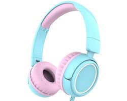 StayPowered Koptelefoon - Veilig & Comfortabel voor Kinderen - 85dB Geluidslimiet - Zacht Memory-Schuim - Ergonomisch Ontwerp - Opvouwbaar & Duurzaam - Verstrengelvrij Kabel - Universele Compatibiliteit - Blauw/Roze - Levering Sneller dan Aangegeven!