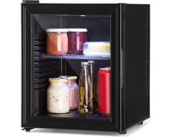 Luxe Mini Koelkast – Glazen Deur – Tafelmodel – Minibar – Skincare Fridge – Energiezuinig – Led Verlichting – 32L Inhoud – Zwart