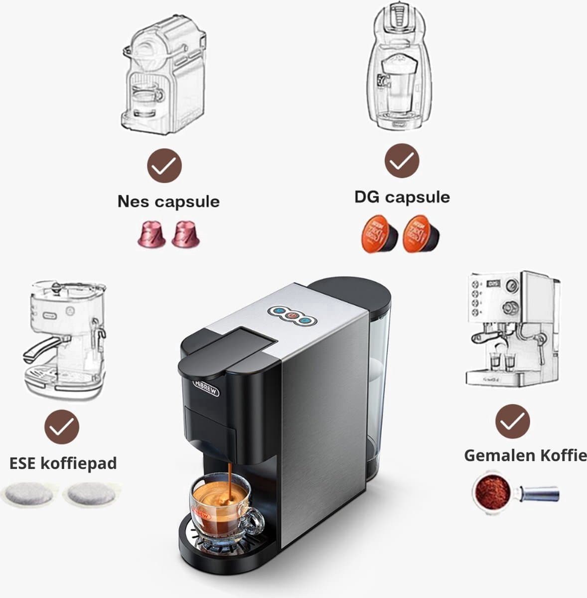 Bolt Edge Koffiemachine - 4-in-1 - Automatisch - Met melkopschuimer - Geschikt voor capsules — afbeelding 1
