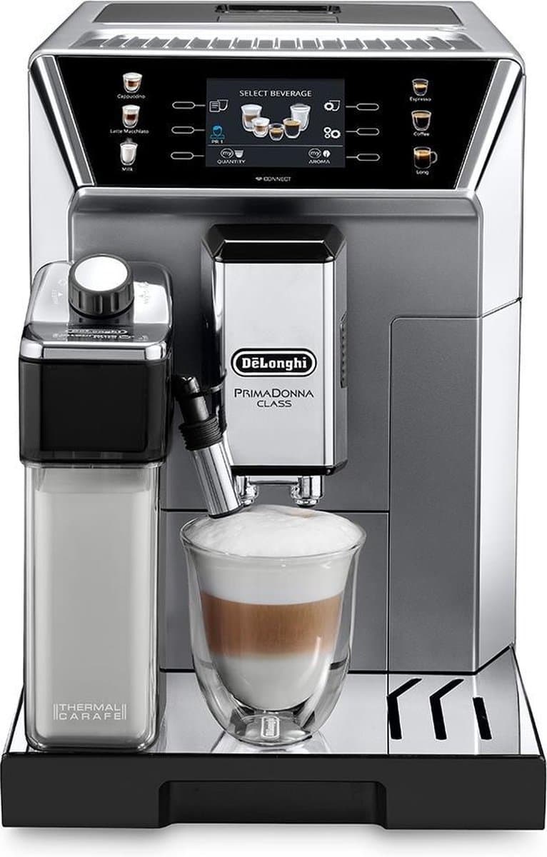 De'Longhi PrimaDonna Class - ECAM550.85.MS - Volautomatische koffiemachine - Tank 2L - 2 gelijktijdige kopjes - Bonenreservoir 400 gr - Metaal en zwart — afbeelding 1
