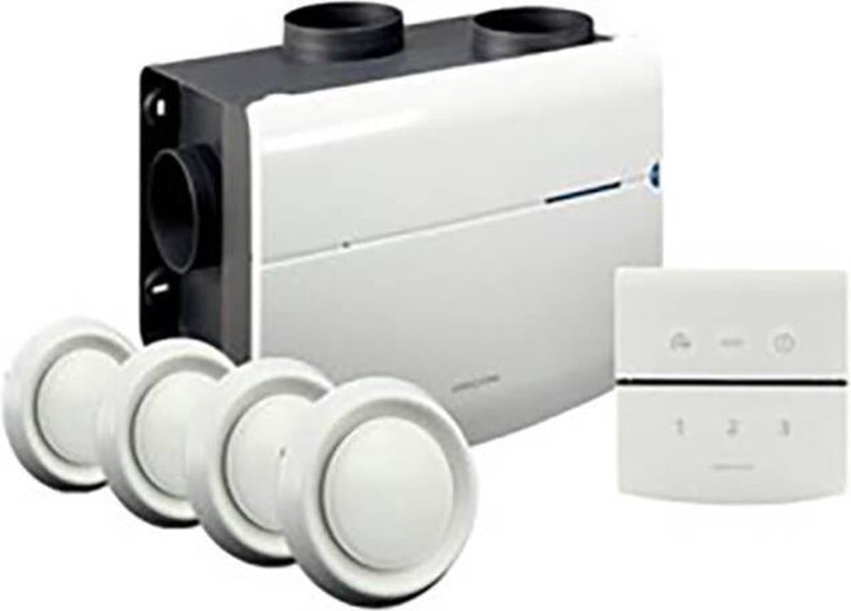 Orcon alles-in-een pakket perilex stekker MVS 15RHBP 520m³/h + vochtsensor + rft bediening + 4 ventielen — afbeelding 1