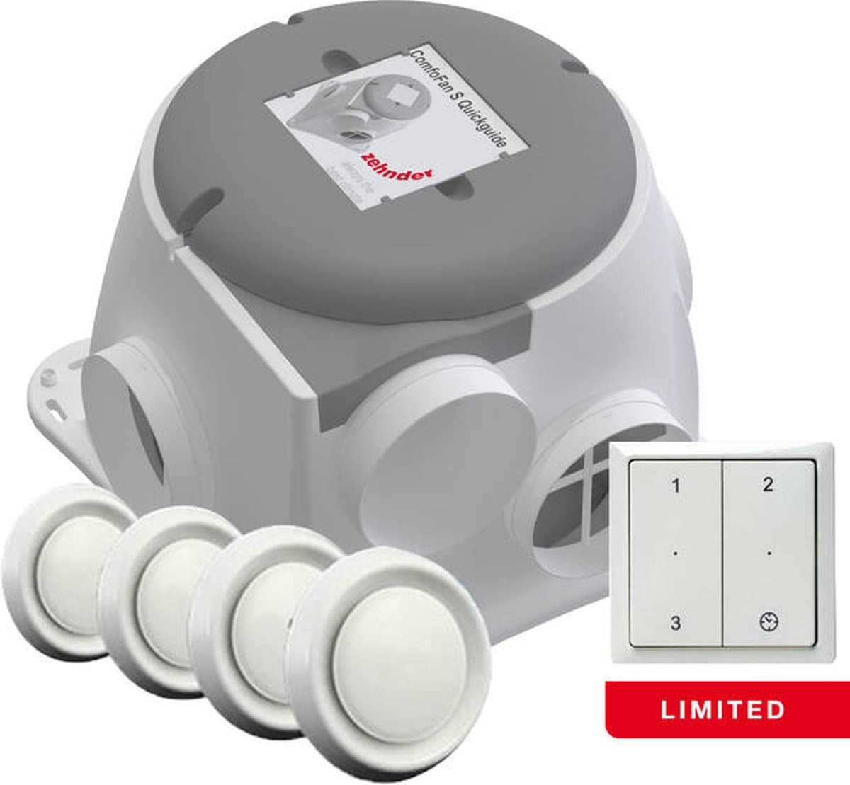 Zehnder ComfoFan Silent Limited + 4 ventielen + RFT zender - 300 m³/h - Randaarde — afbeelding 1