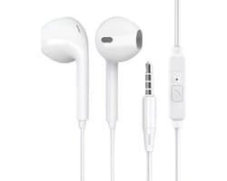 Oordoppen met draad - Met Microfoon - voor Muziek - Wit - 3.5mm - Oortjes