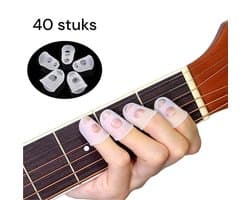 Gitaar vingertopbeschermers - 40 stuks siliconen gitaar vingerbeschermers beschermkappen voor gitaar ukelele bas, naaien en borduren (5 maten) (transparant)