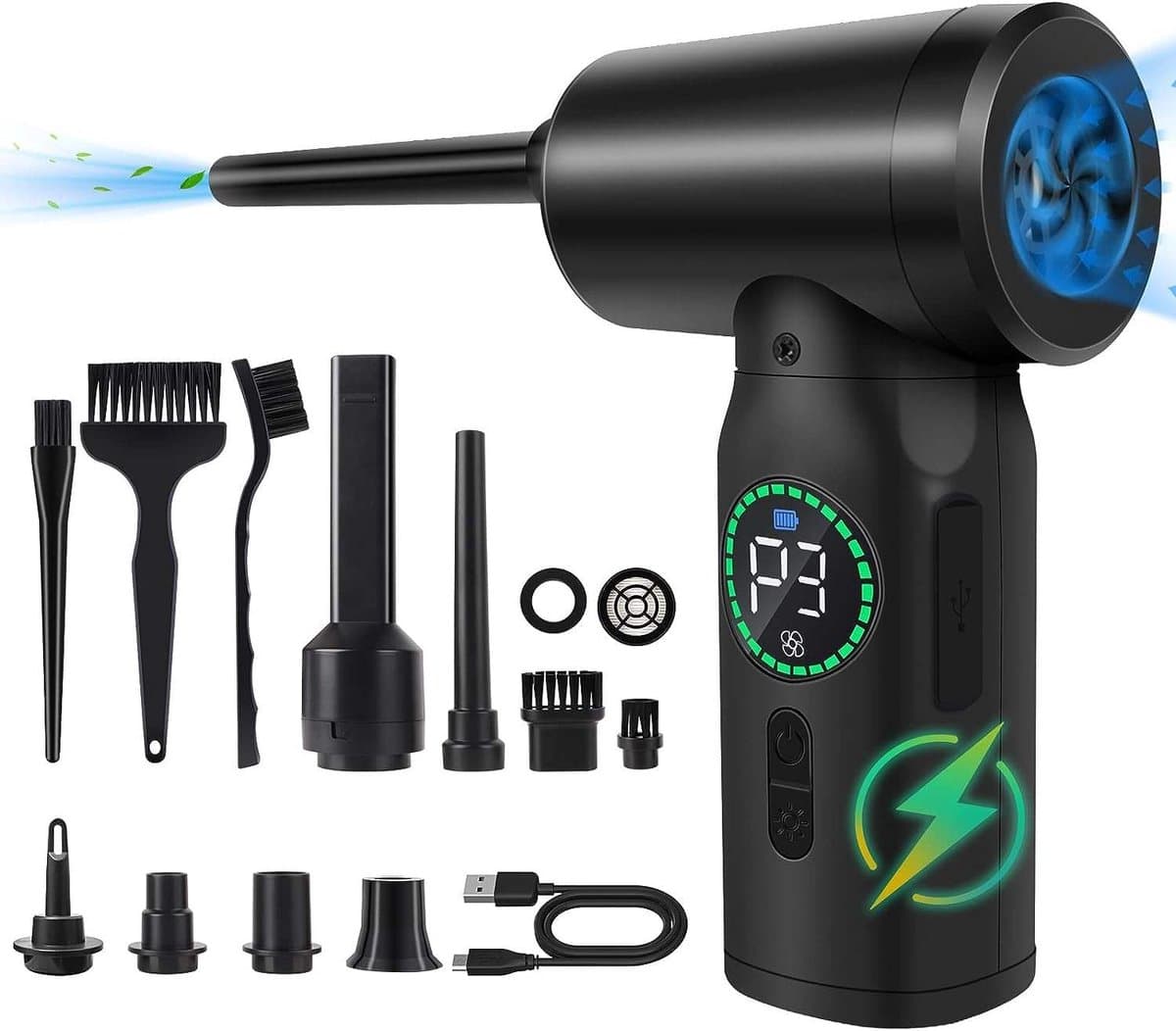 Musson - 2 In 1 Uitklapbare En Opzuigbare - Draadloze Blower - Computer - Auto Reiniger - Met Luchtstofdoek Functie - 7500mAh - 100W - Mini Stofzuiger - Multifunctioneelblazer - Stof blazen - lucht pompen - opblazen - BBQ Blazer - Kantoorstofzuiger — afbeelding 1