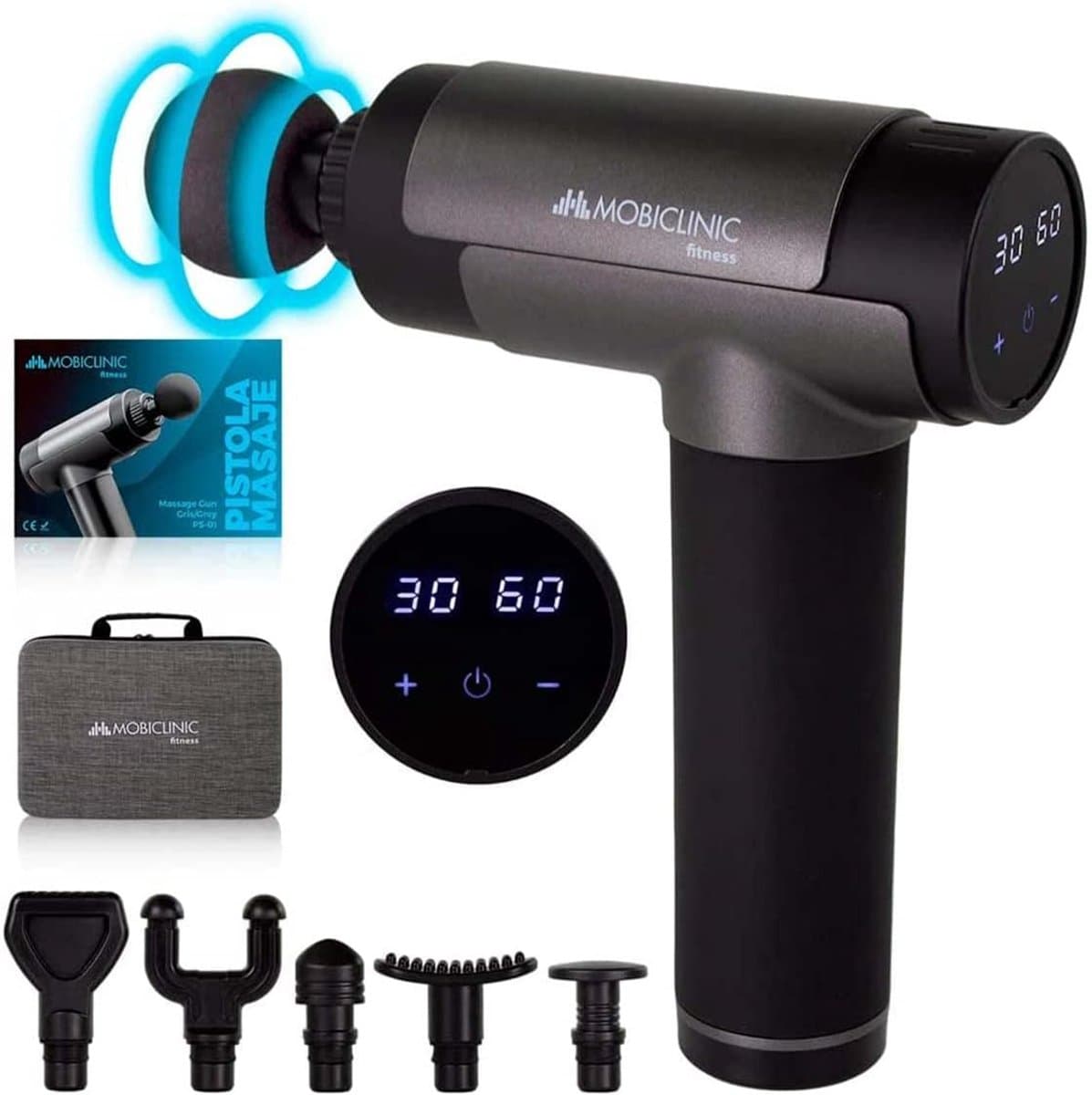 Draagbaar Massagepistool met LCD-scherm en 6 Opzetstukken - 30 Niveaus — afbeelding 1
