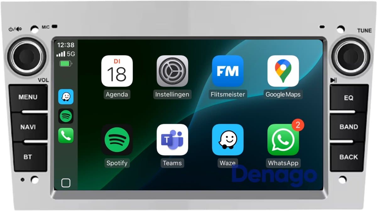 Carplay autoradio voor Opel Astra | Corsa | Zafira 2000 t/m 2013 | Android 13 | Draadloos Apple Carplay & Android Auto | 2GB + 64GB | 4-Core processor | Denago | 2025 model | 2000 2001 2002 2003 2004 2005 2006 2007 2008 2009 2010 2011 2012 2013 — afbeelding 1