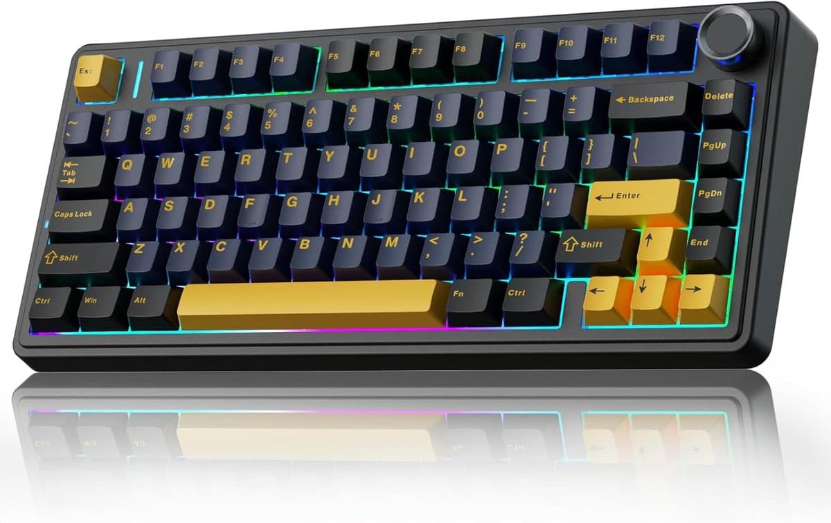 EPOMAKER x AULA F75 - Zwart - Mechanisch Draadloos Toetsenbord - 75% - QWERTY - Gaming Keyboard - Leobog Reaper Switch — afbeelding 1