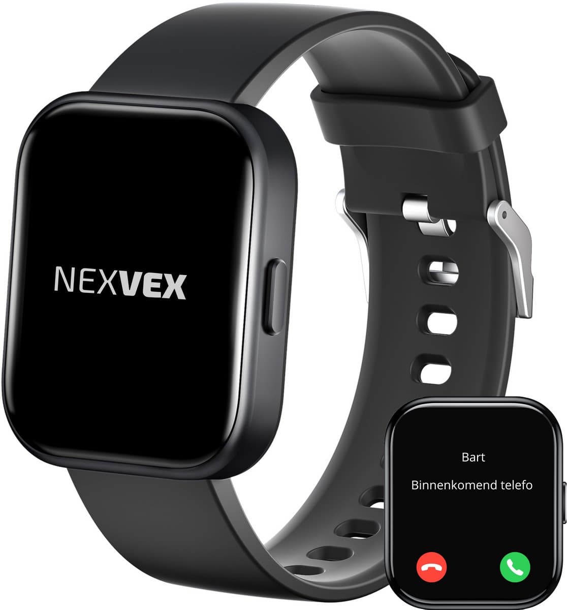 Nexvex® Elite Smartwatch voor Dames en Heren - Sporthorloge met Hartslagmeter - Bloeddrukmeter - Stappenteller - Sport Horloge met Belfunctie - Smart Watch Saturatiemeter - Zaklamp - Bluetooth Activity Tracker - Android/iOS - 2.0 Inch - Zwart — afbeelding 1