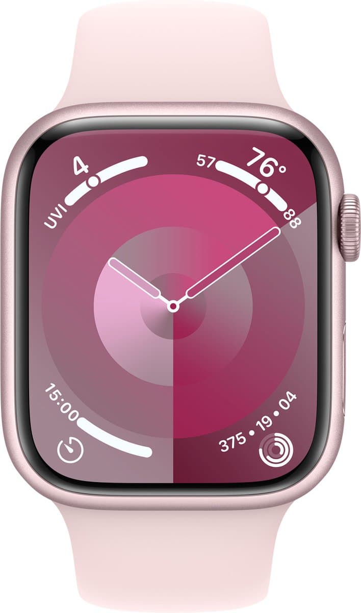 Apple Watch Series 9 - GPS + Cellular - 45mm - Pink Aluminium Case with Light Pink Sport Band - M/L — afbeelding 1