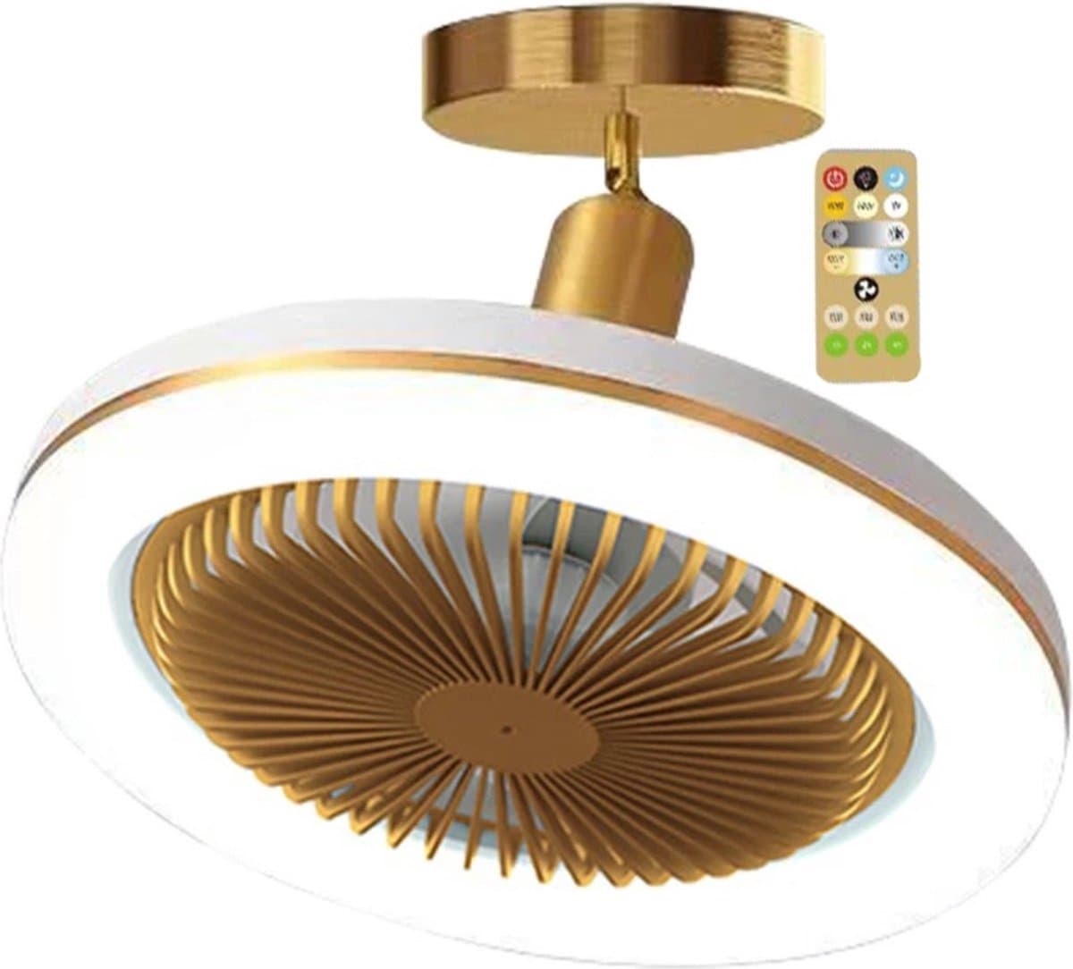 Plafondventilator Slaapkamer - Plafonniere Met Ventilator - Plafondventilator Met Verlichting - Ventilator - Plafondventilator Afstandsbediening - Goud — afbeelding 1