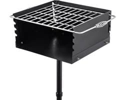 Outdoor Park Grill 16 x 16 Inch Park Style Houtskoolgrill Grootte van Grilldoos 40,6 x 40,6 x 20,3 cm Verstelbare Park Charcoal Grill, Hoogte Paal 127 cm, voor Houtskoolgrill Wandelen Picknick