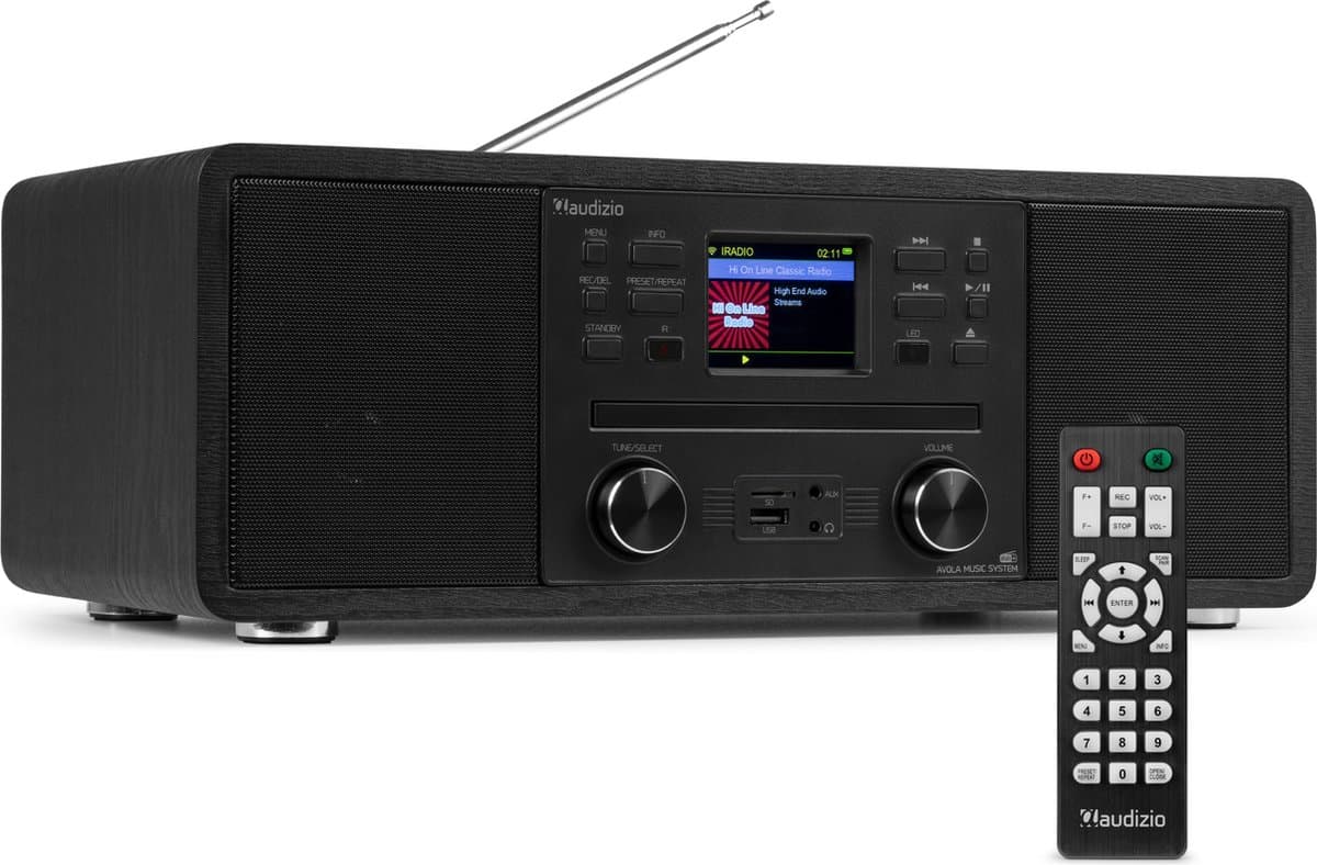 Internetradio - Audizio Avola alles-in-één radio met Bluetooth - DAB+/FM - CD speler - Zwart — afbeelding 1