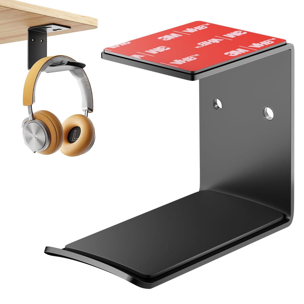 YONO Koptelefoon Houder Zelfklevend - Headset Haak - Hoofdtelefoon Hanger - Bureau - Metaal - Zwart — afbeelding 1