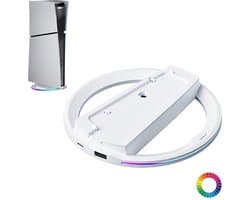 YONO Verticale Standaard geschikt voor Playstation PS5 - Digital - Disc - Slim - Pro - met Verlichting - Voet - Houder - Wit