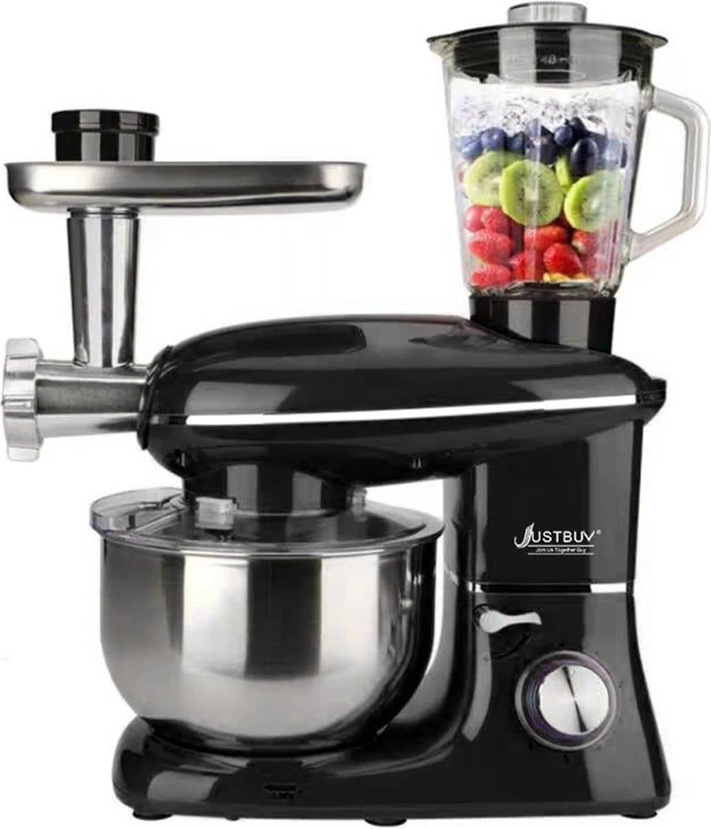 Ariqo 3-in-1 Keukenmachine - Keukenmixer met Mengkom - 1500W - 6 Standen - Brood, Vleesmolen, Smoothie, Garde - 5.5L - Zwart — afbeelding 1