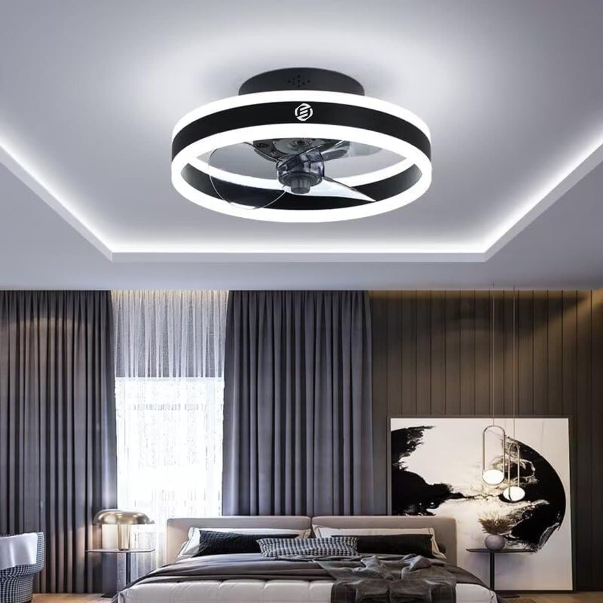 Equivera Plafonniere met Ventilator - Plafondventilator - Plafondventilator Afstandsbediening - Plafondventilator Slaapkamer - Plafond Ventilator met Verlichting - Plafondlamp - Plafonniere - Ideaal voor in uw slaapkamer! — afbeelding 1