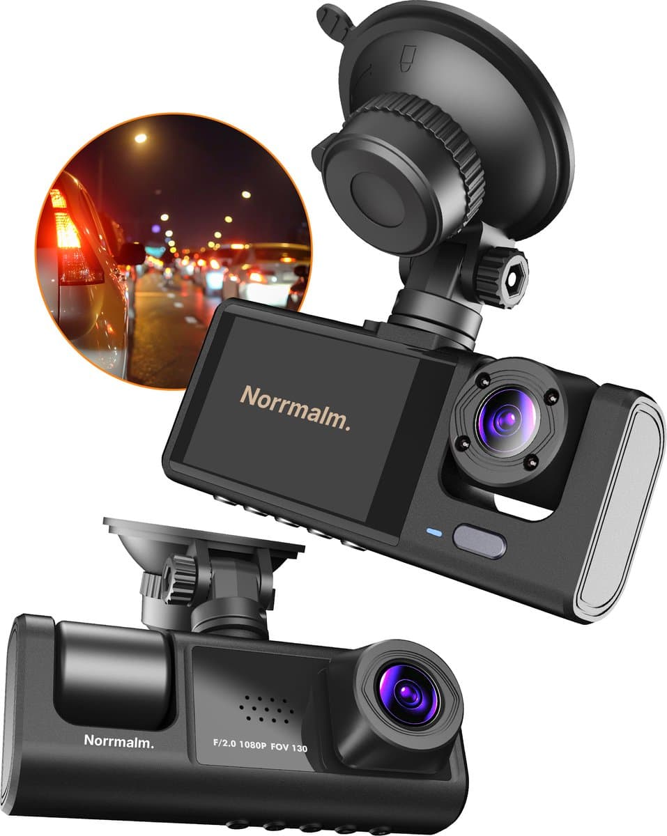 Norrmalm® Full HD Dashcam voor Auto - 64 GB - App (iOS, Android) - WiFi - Voor en Achter Camera - Parkeerfunctie - G-sensor — afbeelding 1