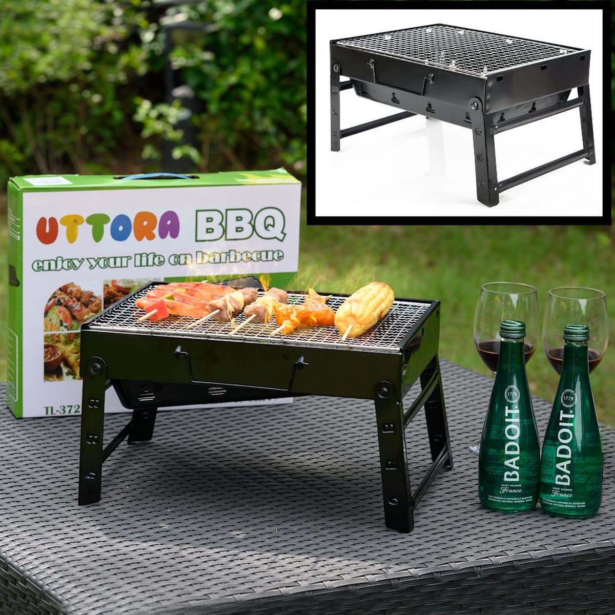 Portable Houtskool BBQ - Barbecue - Inklapbaar - Barbecue Houtskool - Tafel Grill - Camping - Strand - Festival - Park — afbeelding 1