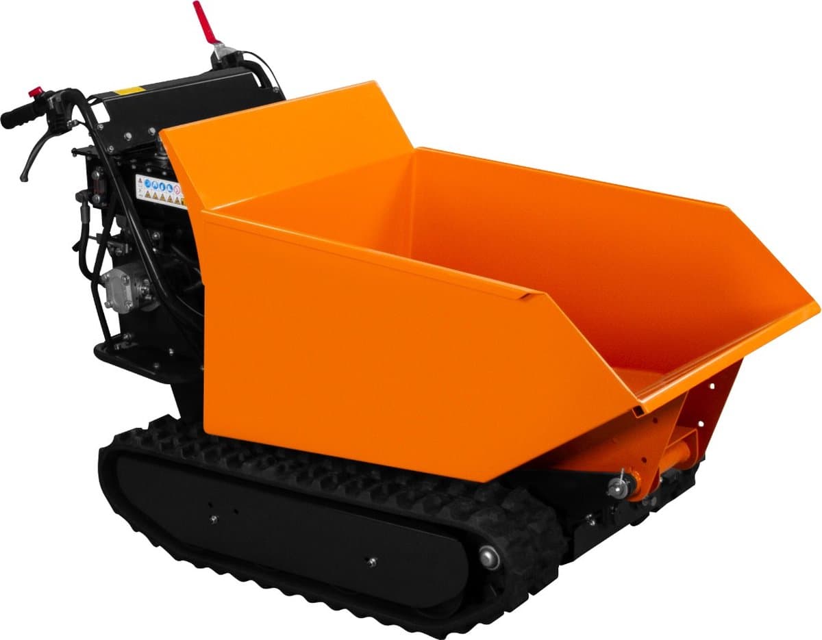 T-Mech Mini Dumper Rupsbanden - Kruiwagen 500kg Laadvermogen - 270cc 9HP Hydraulisch Kiepen - 4 Versnellingen 3 Vooruit 1 Achteruit - Stalen Bak - Gratis Oprijplaten & Sneeuwschep - Uitbreiding Bak — afbeelding 1