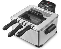 Elektrische Friteuse - Olie Friteuse - Thuis Frituren - Instelbare Thermostaat - 5 Liter - Zilver