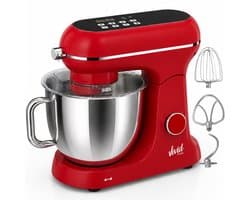 Vivid Green Luxe Keukenmixer - Touchscreen Display - 7L Mengkom - 11 Snelheden - Vaatwasserbestendig - Keukenmachine - Keukenrobot - Rood