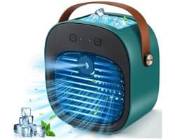 Draagbare mini-luchtkoeler (draadloos) – USB-oplaadbare ventilator – Draagbare airco voor slaapkamer, camping en auto – Eenvoudig in gebruik