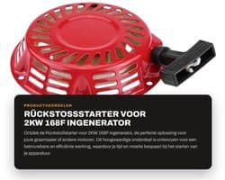 Dailygoods- Terugslagstarter voor 2KW 168F Benzinegenerator - Hoogwaardig Metaal - Eenvoudige Installatie - Schokbestendig - Laag Geluidsniveau - Inclusief Schroeven - Startmotor