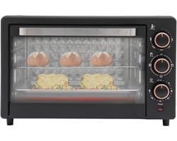 Mini Oven - Compacte Keukenoven - Snelle Maaltijden Bereiden - 1000W Vermogen 4 Buizen - 22 Liter Inhoud - Zwart