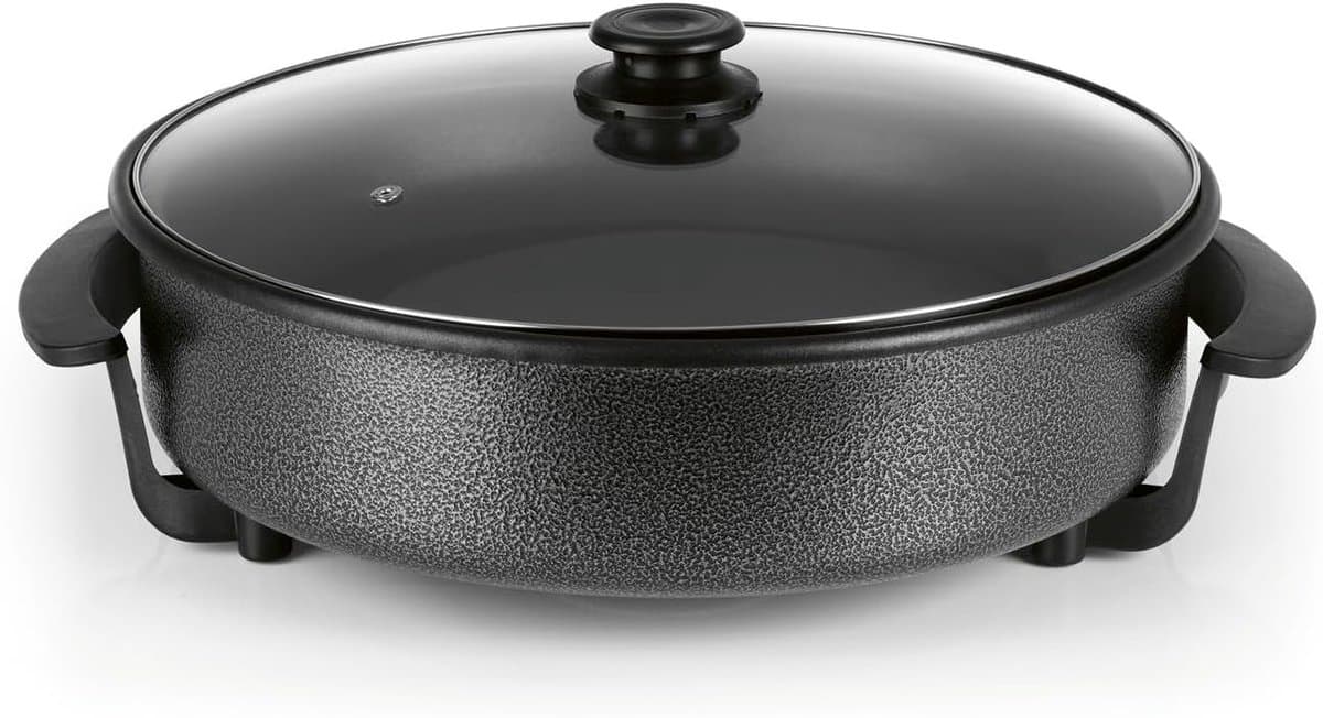 Multicooker - Roestvrij Staal - Ø 40 cm - Elektrische Pan met Thermostaat en Glazen Deksel - Voor Gezellig Koken en Bakken — afbeelding 1