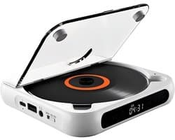 Draagbare cd-speler met Bluetooth –Draagbare Bluetooth-cd-speler met USB-C-snelladen – Ultradun en compact – Ondersteunt MP3/WMA-formaten – voor onderweg – thuis en op de camping - Wit