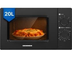 Heinner HMW-MD20MBK - Solo Magnetron Vrijstaand 20 Liter - 700W met 5 Vermogensstanden - Ontdooifunctie & Timer 35 Min - Mechanische Bediening - Zwart