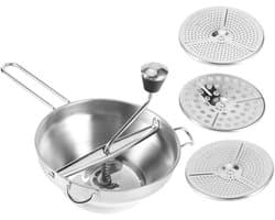 Handmatige Voedselhakker - Keukenmixer Groente - Snel Ingrediënten Maken - 3 Verwisselbare Schijven - 32 x 23 x 9 cm