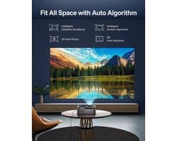 Mini Beamer - Projector - Digitale Beamer - Draagbaar - 1080P - Met Autofocus - 700 ANSI - 2 x USB 2.0 - HDMI - AV - DC - WiFi - Bluetooth - 90W - Zwart