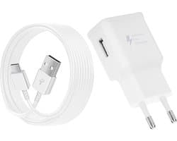 USB Oplader met Oplaadkabel USB Type-C geschikt voor Samsung Galaxy A15 A14 A13 A04s A05s A71 A55 A54 A53 A52s A40 A35 A34 A33 A25 A23 M51 M34 M14 S8 S9 S10 S20 - Snellader Adapter Mobiele Telefoon Kabel