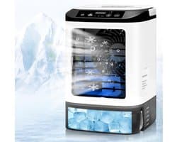 Draagbare verdampingsluchtkoeler / mini airco zonder afvoerslang / 900ml watertank / 4 ventilatorsnelheden / vernevelingsfunctie / 7 kleuren LED verlichting / stille USB luchtkoeler voor thuis / kantoor / reis / persoonlijke aircooler