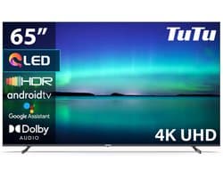 TuTu Android Smart TV - QLED 4K UHD - 65 inch/165 cm - Voice control - Streaming apps - HDMI x3, USB x2, CI+ - Tripple Tuner DVB-T/T2/S/S2/C - Frameless Design - Geassembleerd in Nederland - TUQ65UN1