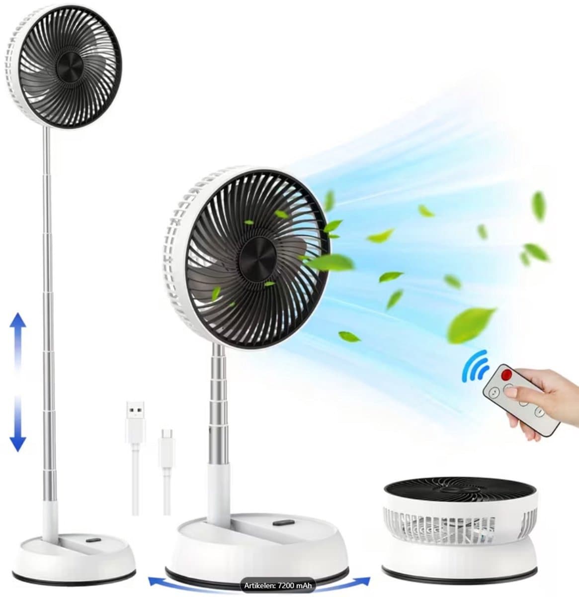 Statiefventilator - Zomerkoeling - Staande ventilator - Stille Draagbare Staande Ventilator - Slaapkamer ventilator - Verstelbare ventilator - Stille ventilator - Draaibare kop — afbeelding 1
