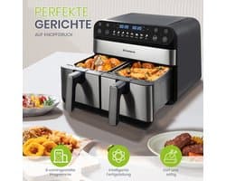 COVREO Dubbele heteluchtfriteuse 10L, zwart, LED-touchscreen, 2400W