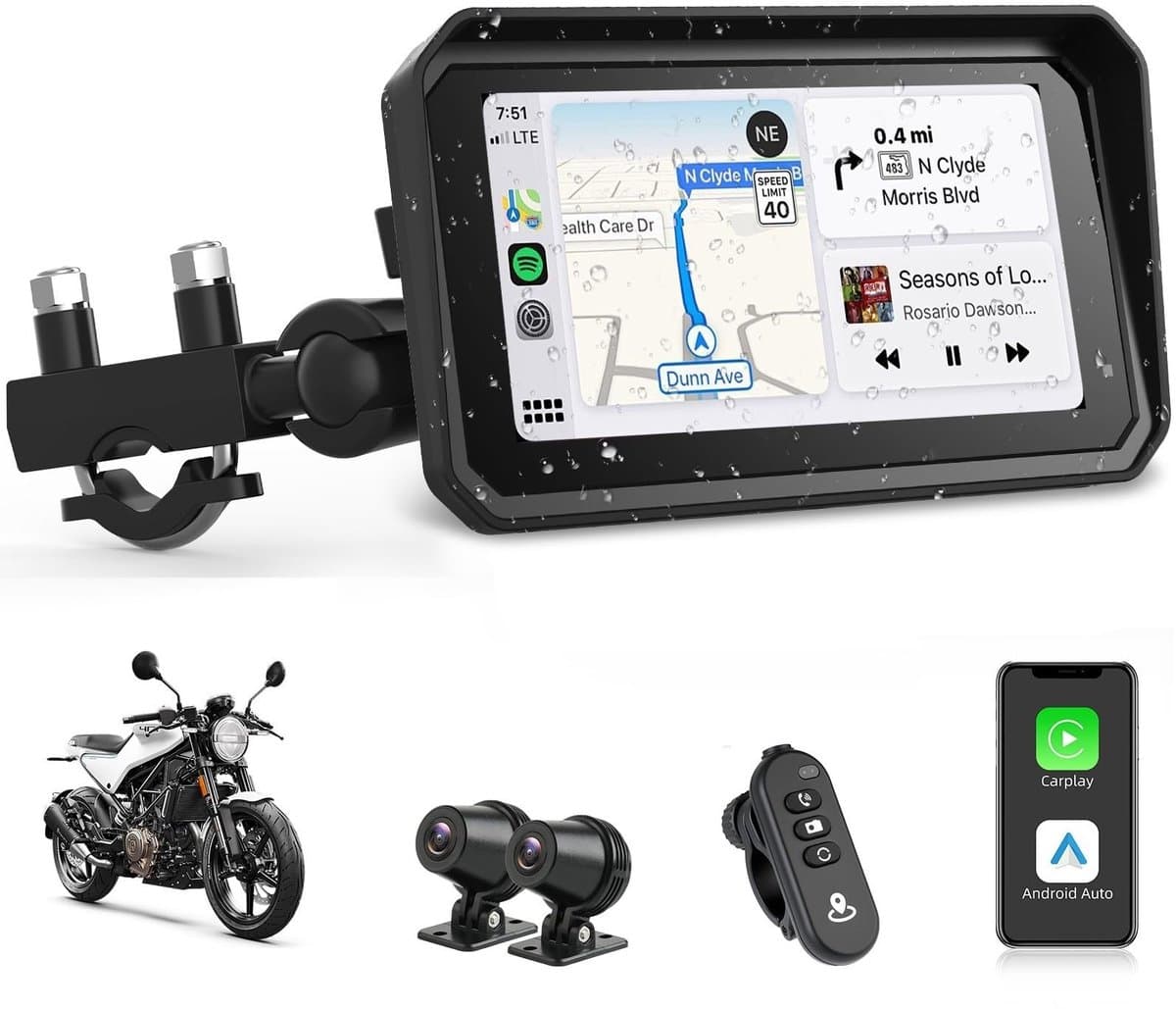 Solidchoice - 4K Dashcam voor Motoren met Navigatie en Bluetooth — afbeelding 1