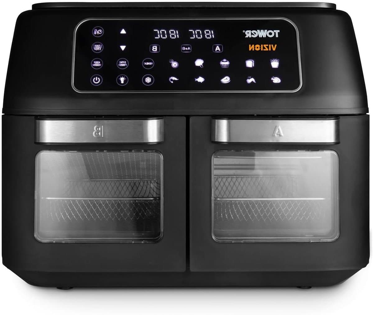 Luchtfriteuse Dubbel Vak - Airfryer Oven - Gezond Koken - Sync Finish Functie - 11 Liter - Zwart — afbeelding 1